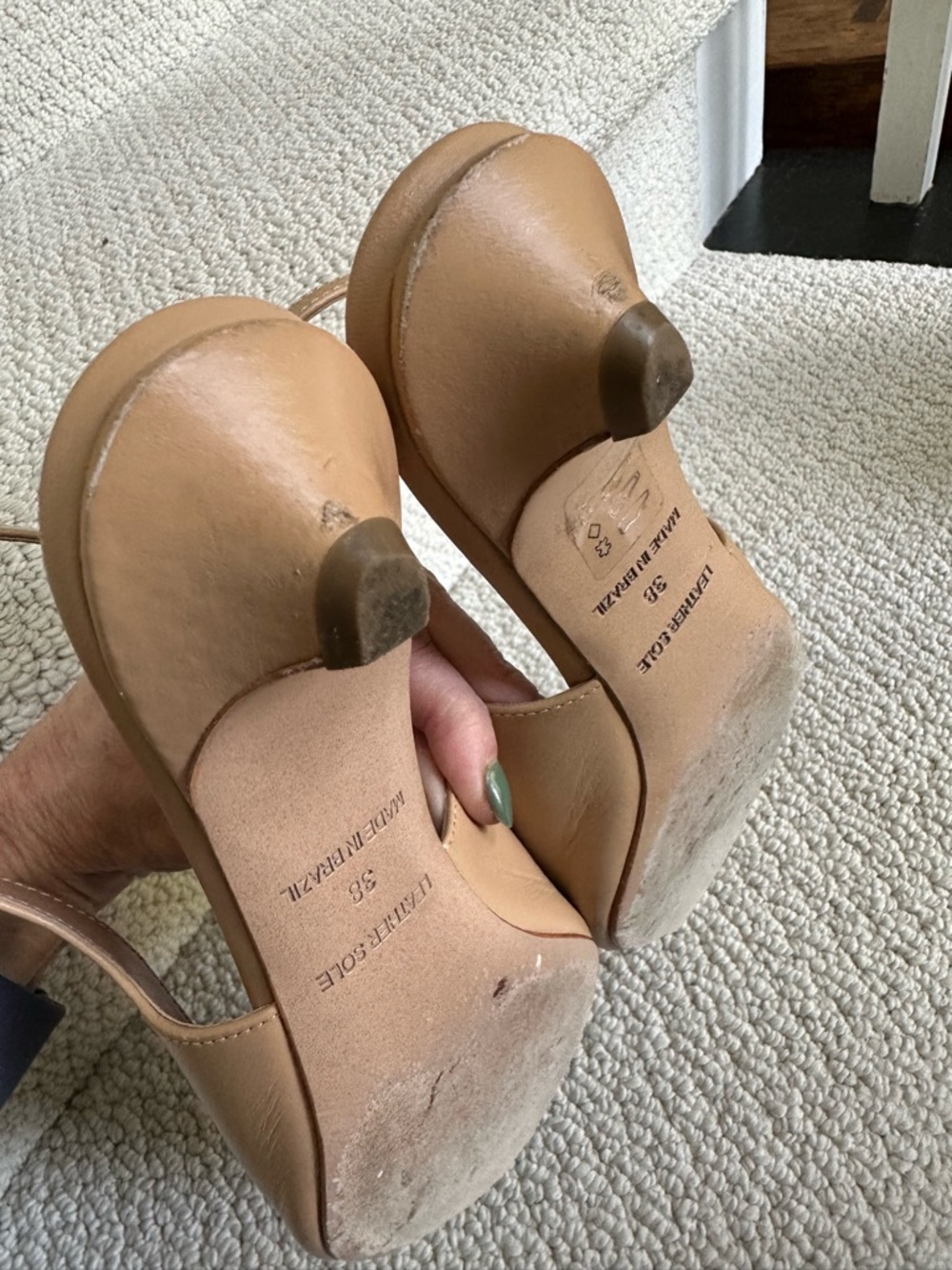 Anthropologie Maeve Women’s Tan Slingback Pointed-Toe Flats Shoes Flower Accent - Picture 7 of 16